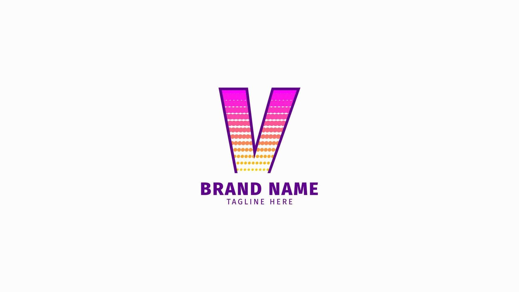 letter V halftone trendy bright color logo vector design element