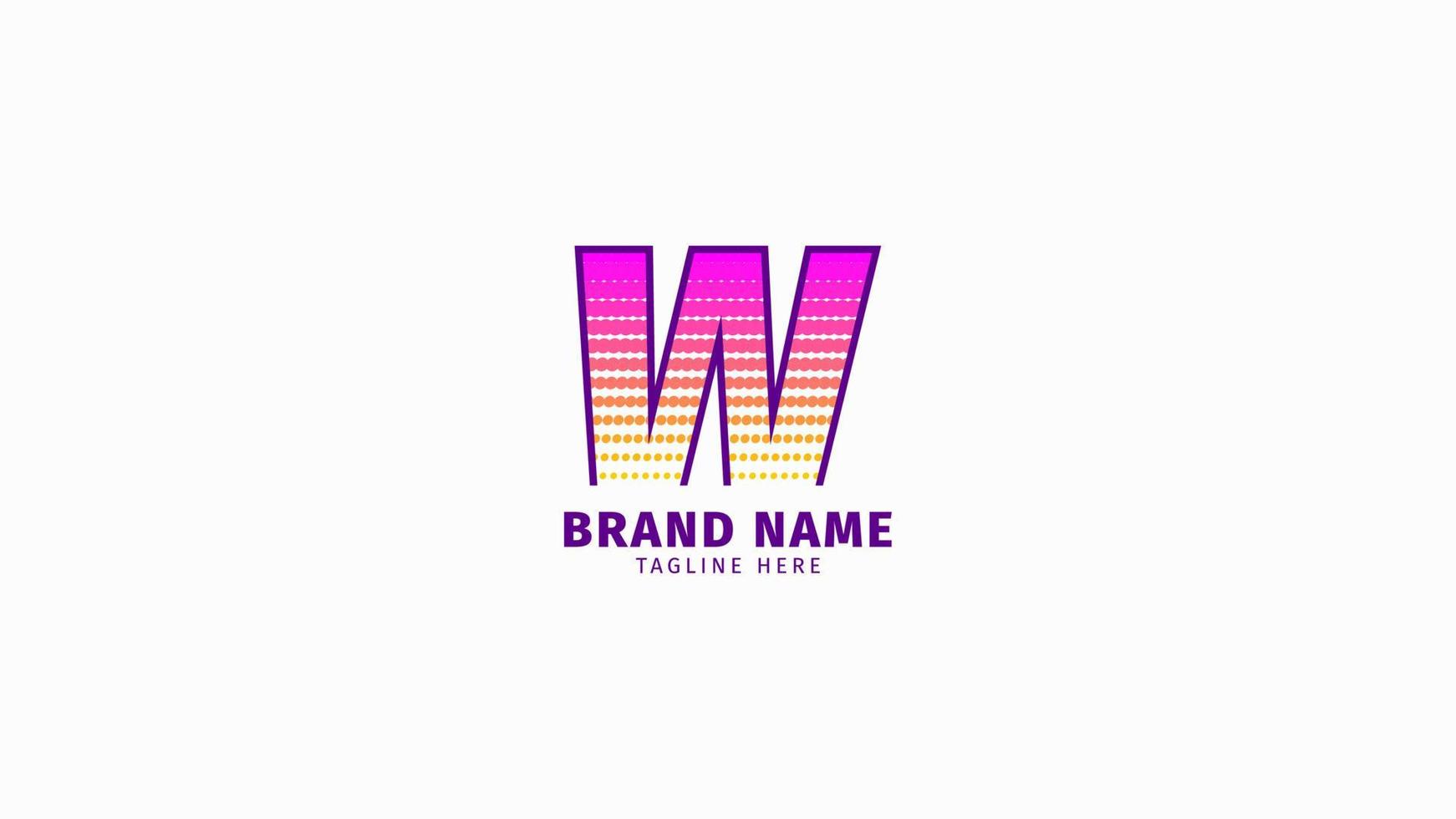 letter W halftone trendy bright color logo vector design element