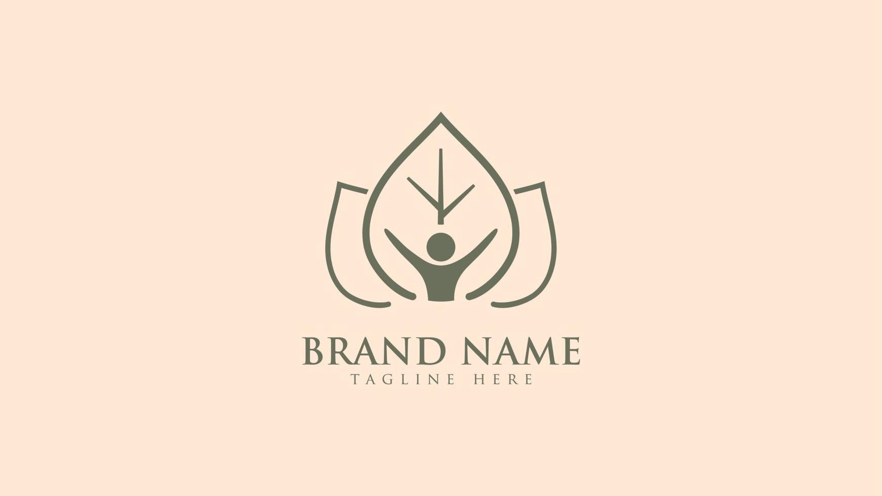 people and leaves monogram beauty care logo for spa, natural brand, herbal product, body wellness vector