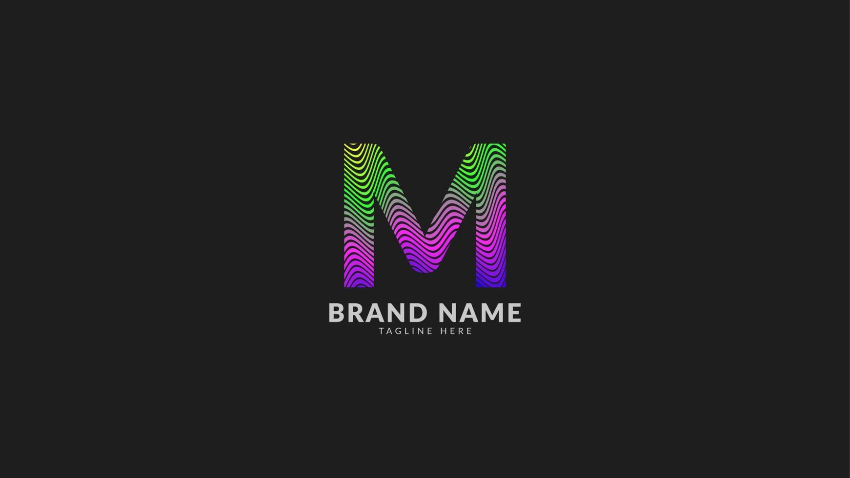logotipo colorido abstracto del arco iris ondulado de la letra m para una marca de empresa creativa e innovadora. elemento de diseño de vector de impresión o web