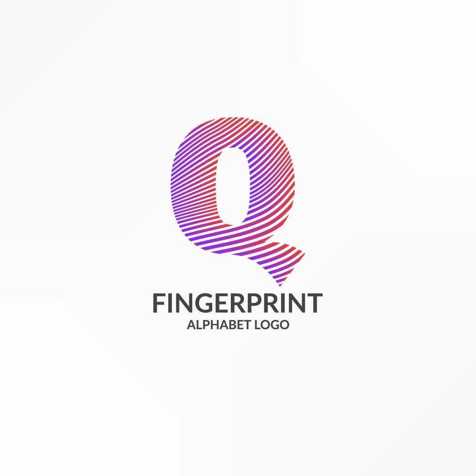 letter Q abstract gradient stripes fingerprint vector logo design