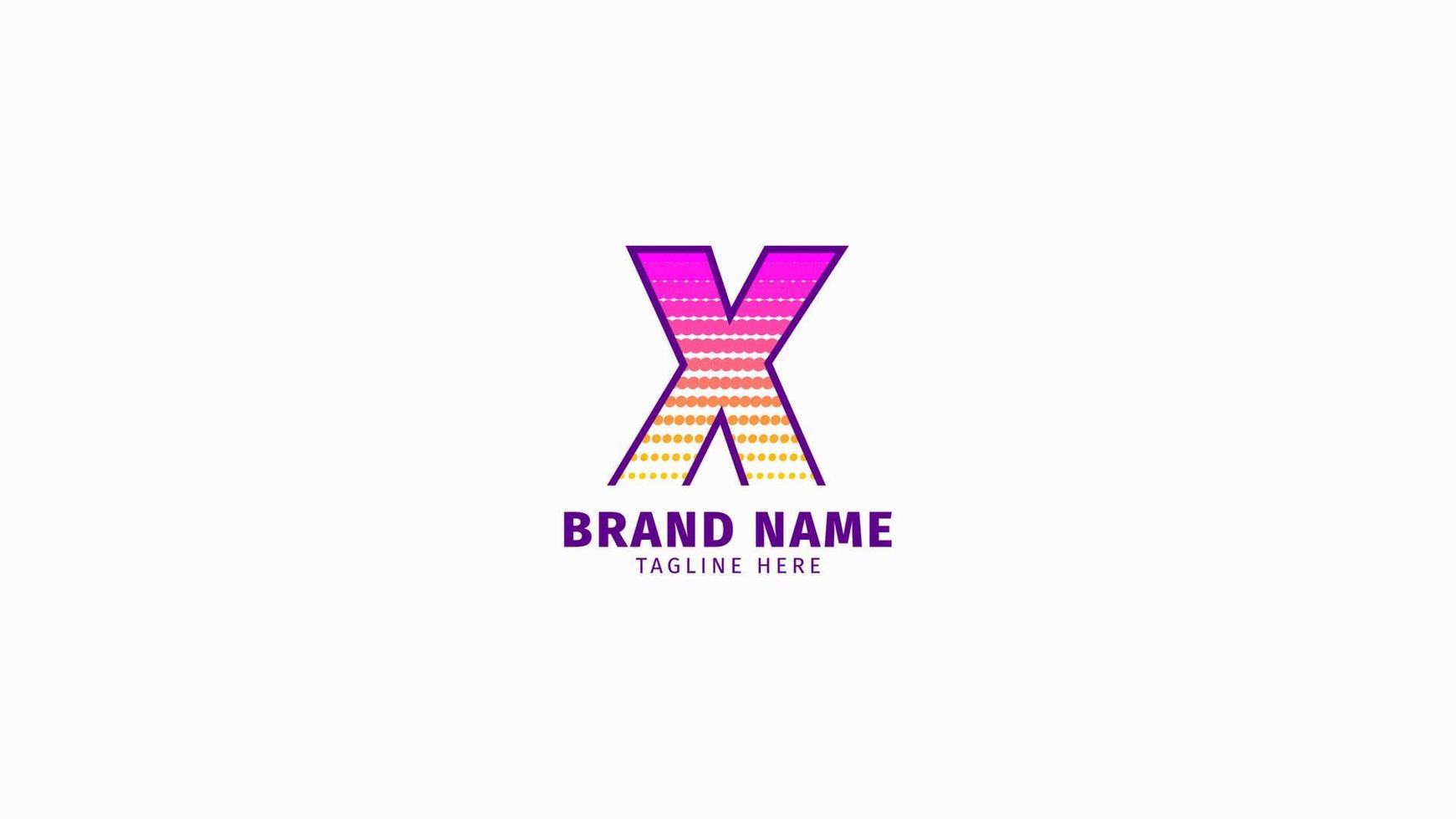 elemento de diseño de vector de logotipo de color brillante de moda de semitono de letra x