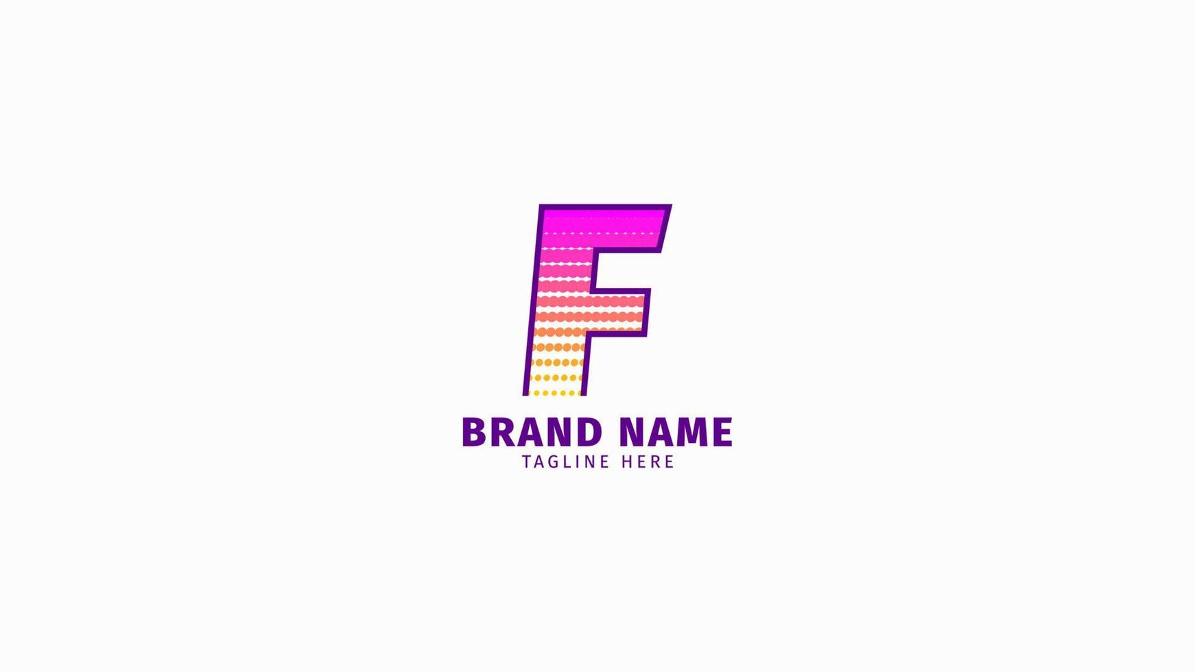 letter F halftone trendy bright color logo vector design element