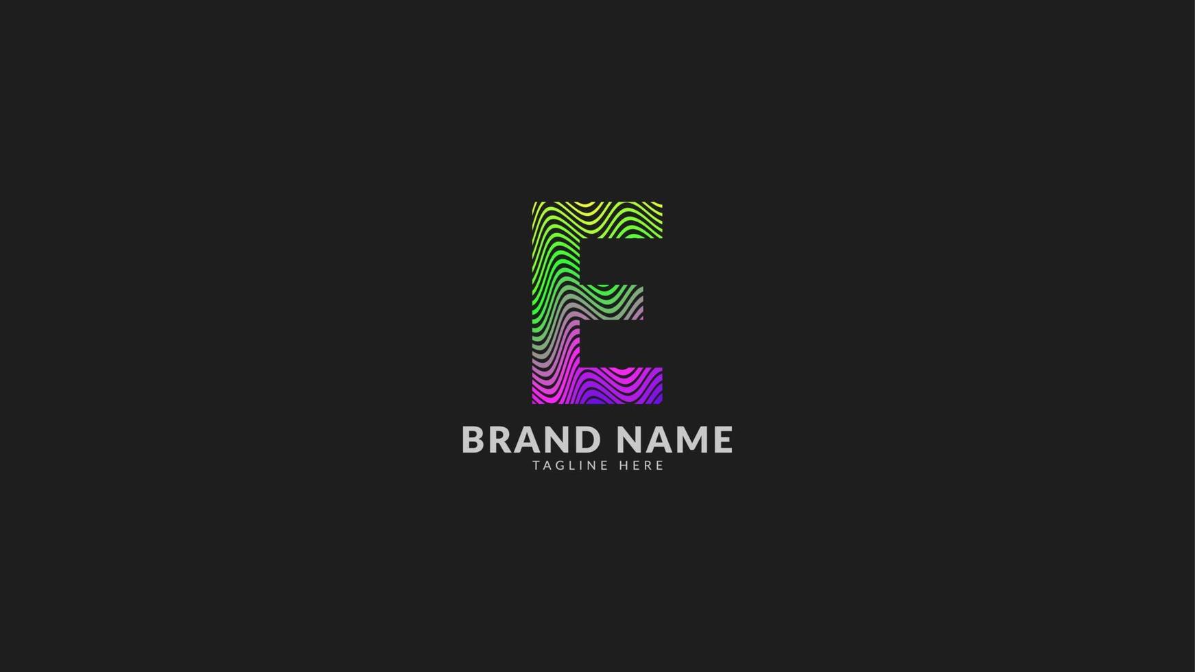 letter E wavy rainbow abstract colorful logo for creative and innovative company brand. print or web vector design element