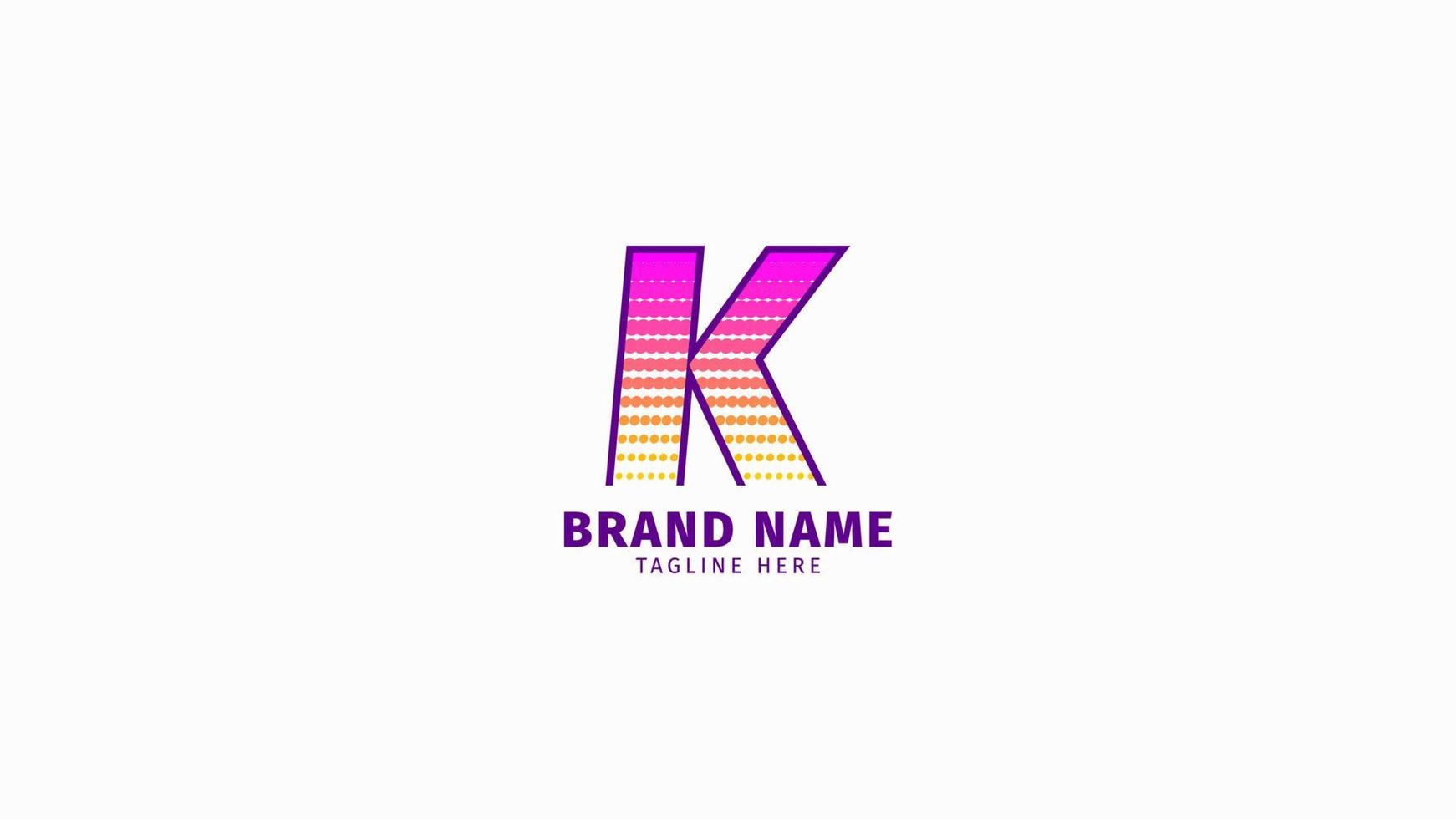 elemento de diseño de vector de logotipo de color brillante de moda de semitono de letra k