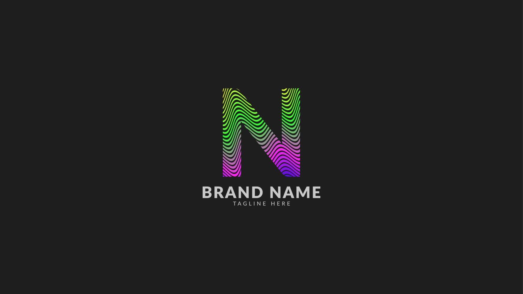 letter N wavy rainbow abstract colorful logo for creative and innovative company brand. print or web vector design element