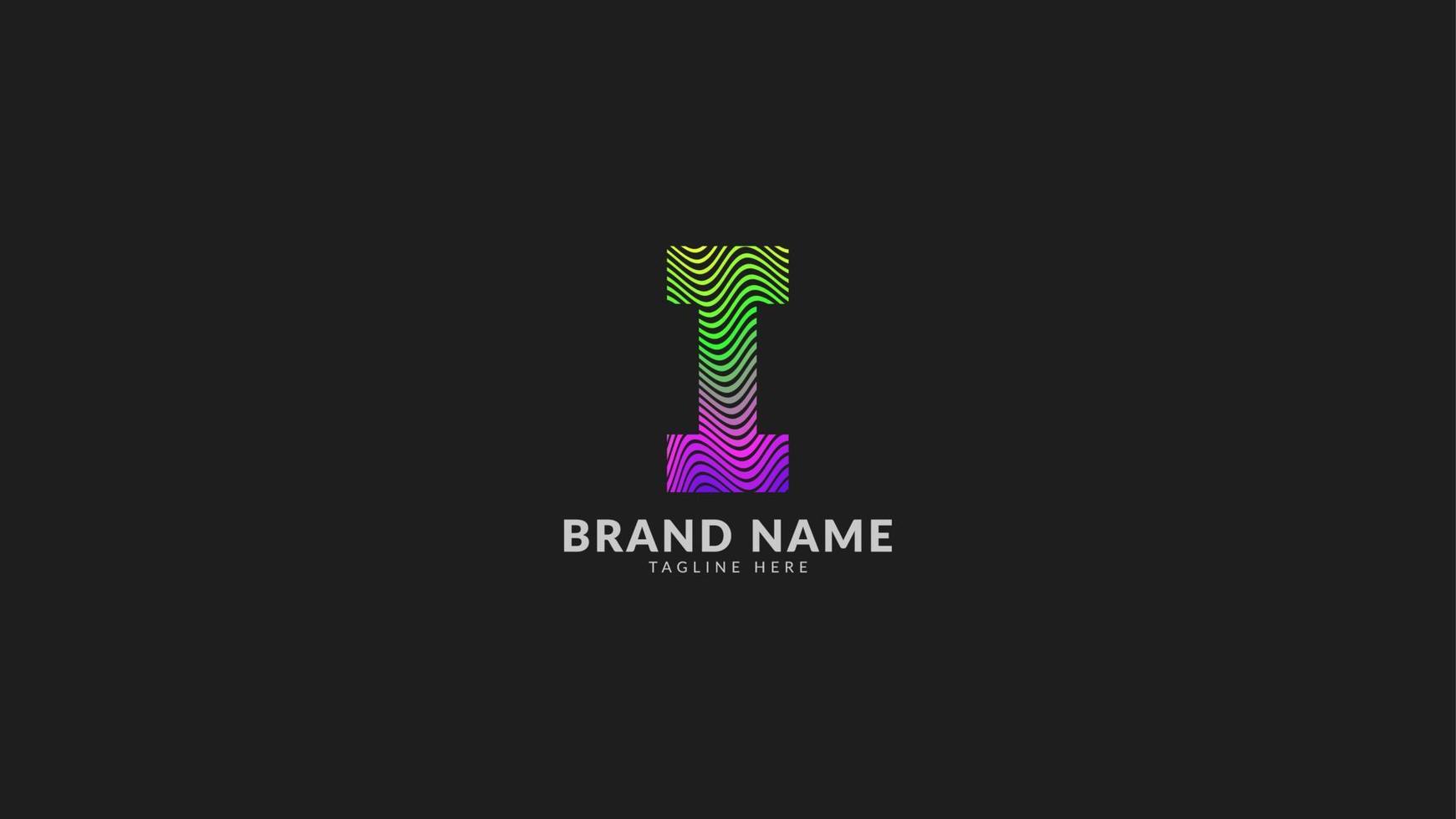 letter I wavy rainbow abstract colorful logo for creative and innovative company brand. print or web vector design element