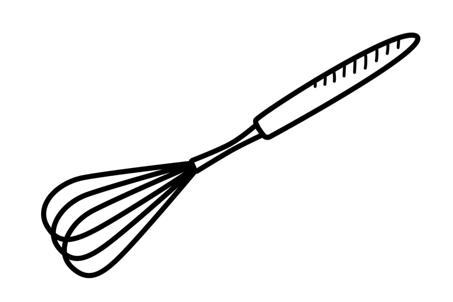 Vector icon of a corolla, doodle illustration of kitchen utensils, a whisk for whipping eggs or cream.