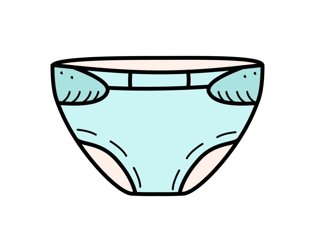 Baby diaper velcro cartoon doodle style. Vector illustration of a diaper.