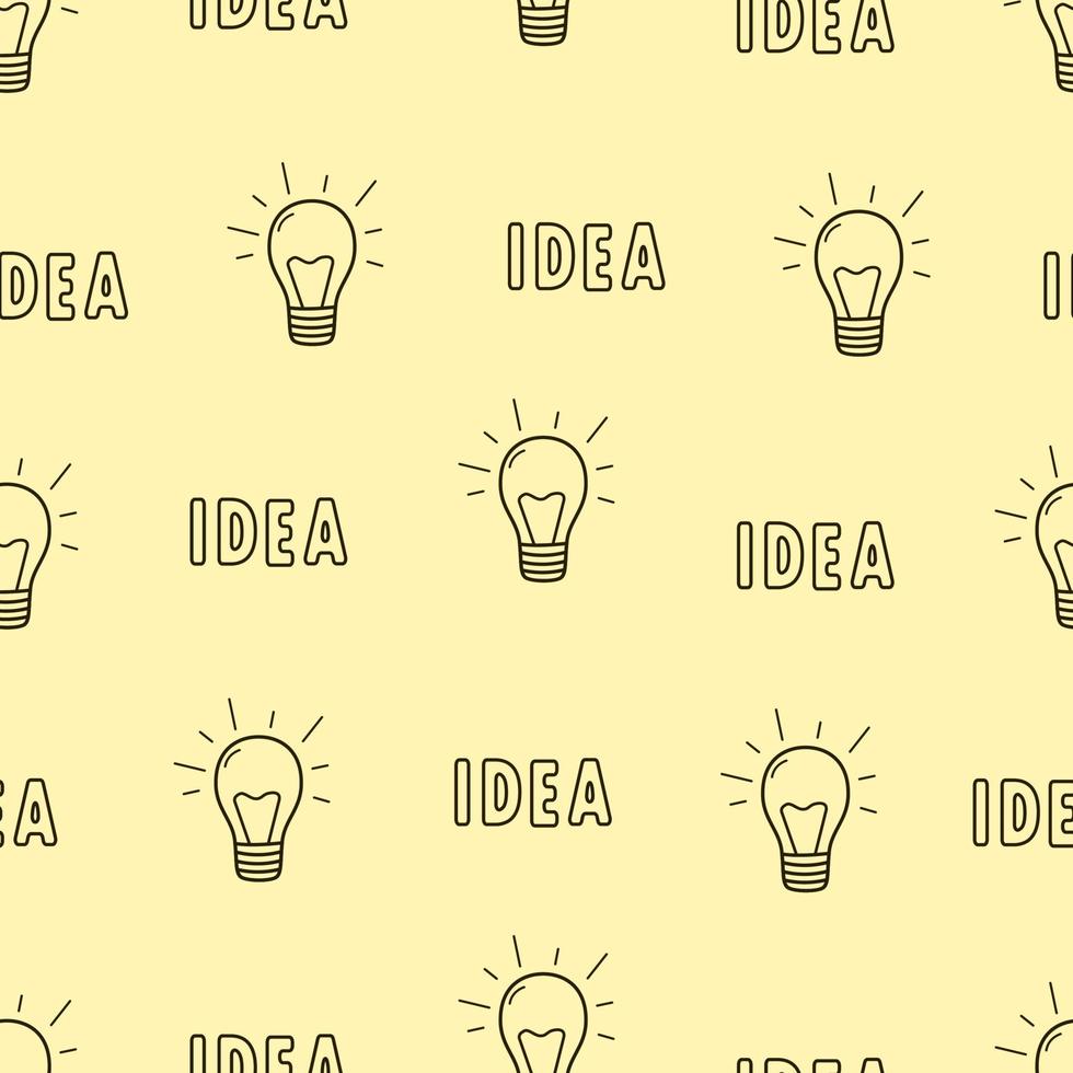 Seamless lamp pattern and lettering idea. Vector illustration of business background