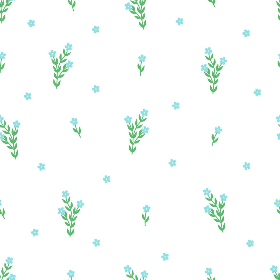 Seamless pattern field plants, forget me not flowers. Vector illustration wallpaper background