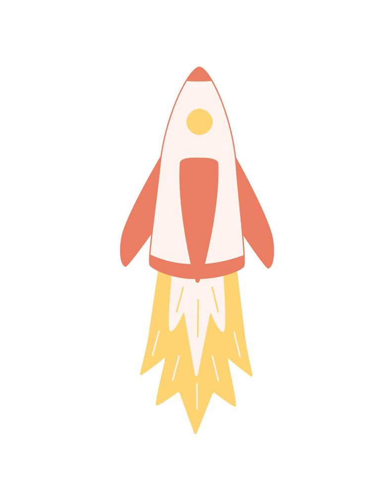 Space rocket, launching a spaceship into cosmos, vector illustration.