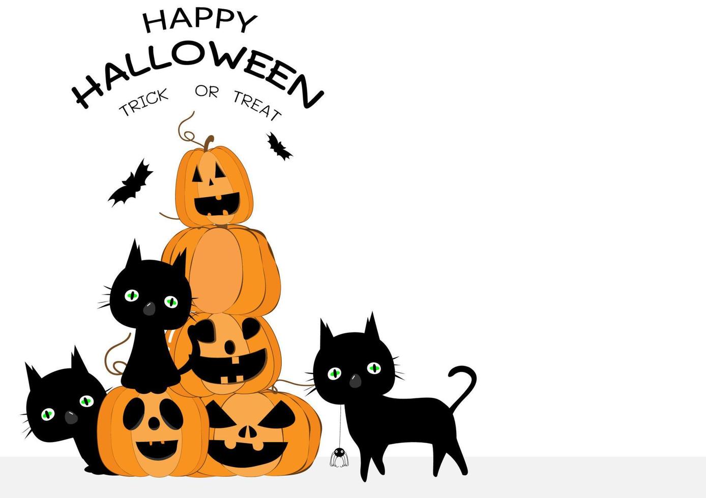 Halloween holiday greeting card.illustration for Halloween, background with Pumpkins. vector