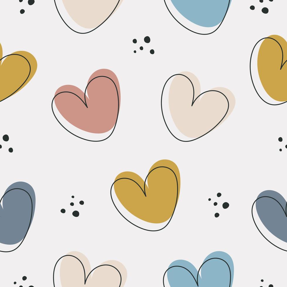 Trendy abstract seamless pattern with hearts. Vector illustration. For greeting card, posters, banners, the card, printing on the pack, printing on clothes, fabric, wallpaper.