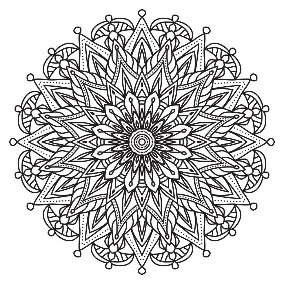 Circular pattern in form of mandala for Henna, Mehndi, tattoo, decoration. Beautiful relaxation black and white ornament. vector