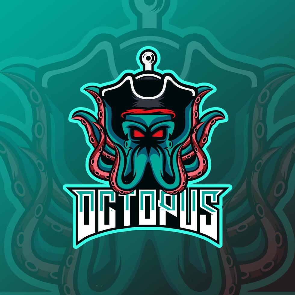 Kraken octopus esport mascot logo design. vector