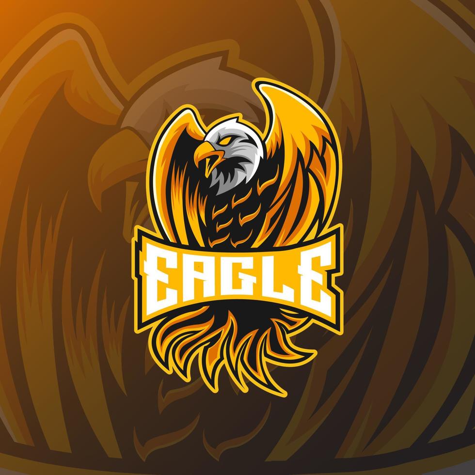 Furious eagle mascot logo design for esport and sport team vector