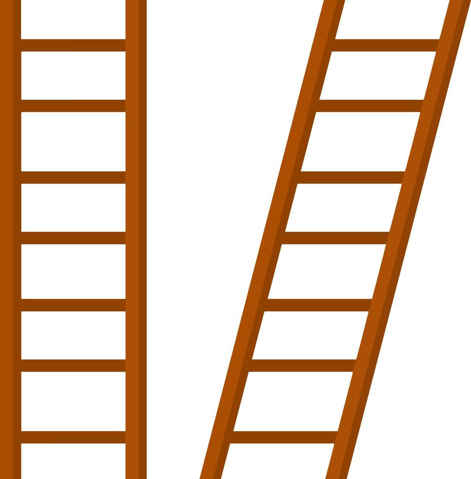 Wooden brown stairs. Go up to the top level. vector