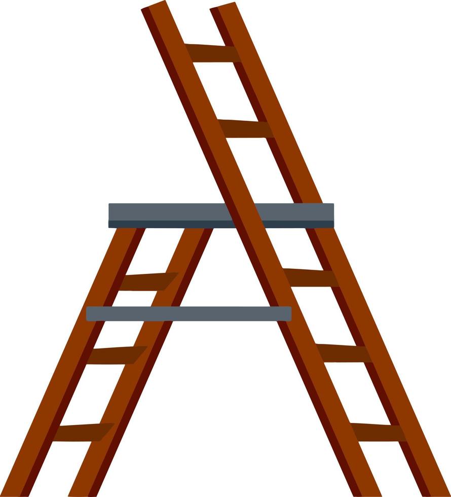 Wooden brown stairs. Go up to the top level. vector