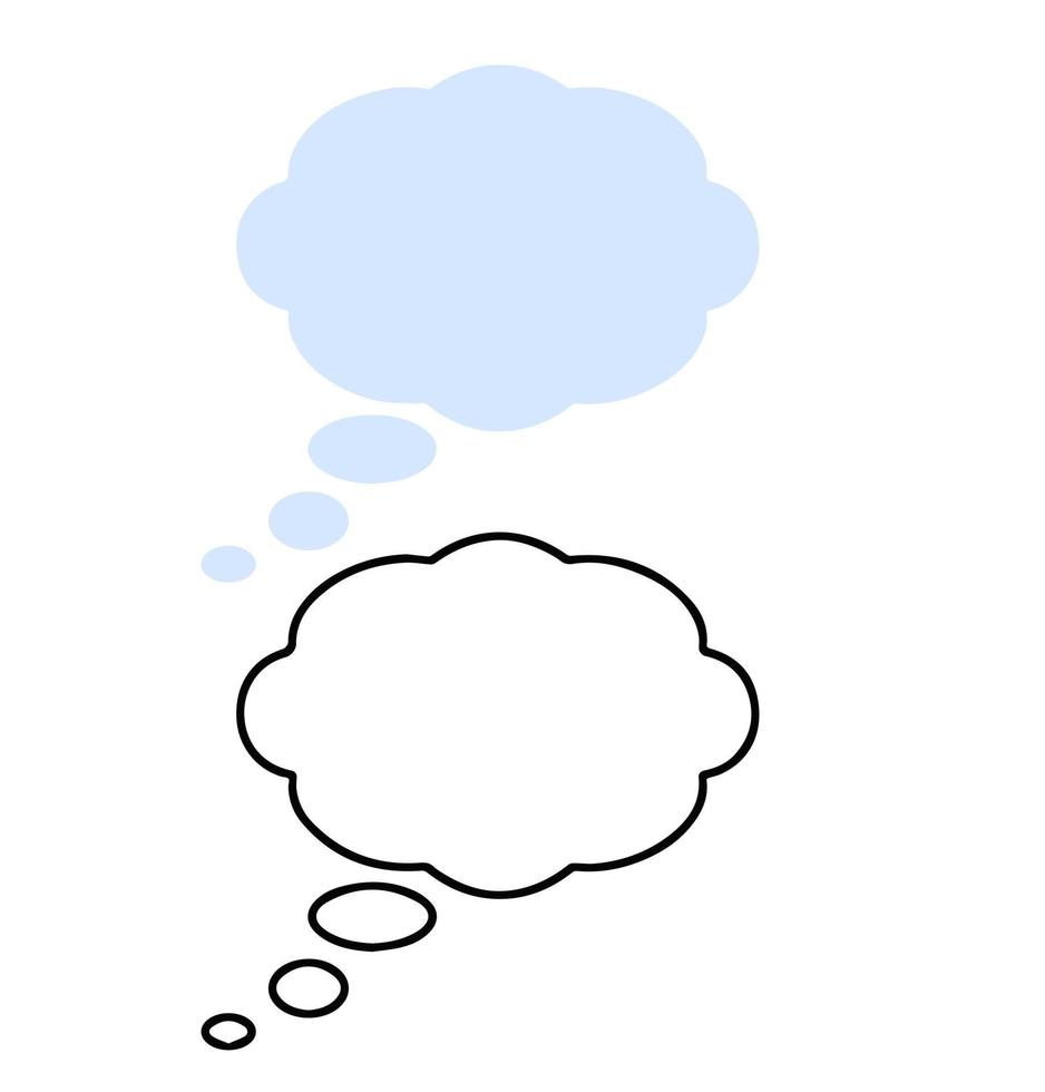 Bubble cloud thinking. Comic book icon of conversation and thoughts. Blue flat cartoon illustration vector