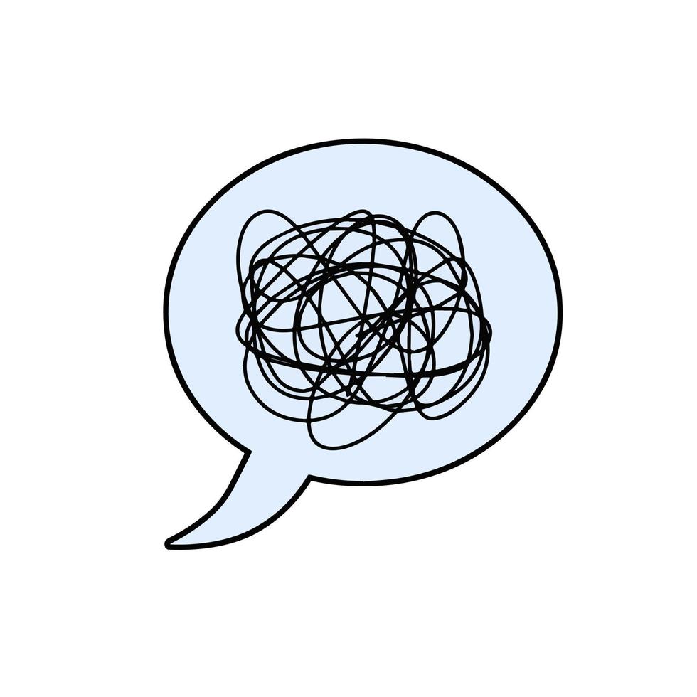 Speech bubble. Expression of emotion and dialogue. Cartoon illustration. Confused thoughts. Tangled line. Comic book element vector