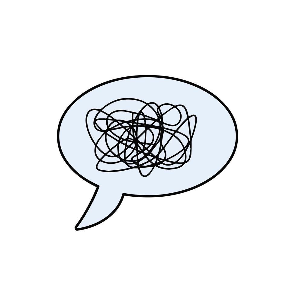 Speech bubble. Expression of emotion and dialogue. Cartoon illustration. Confused thoughts. Tangled line. Comic book element vector