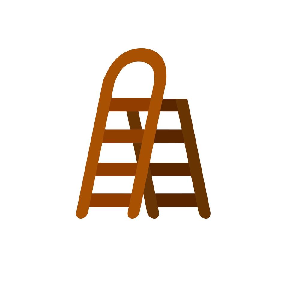 Wooden brown stairs. Go up to the top level. vector