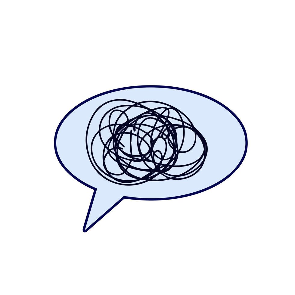 Speech bubble. Expression of emotion and dialogue. Cartoon illustration. Confused thoughts. Tangled line. Comic book element vector