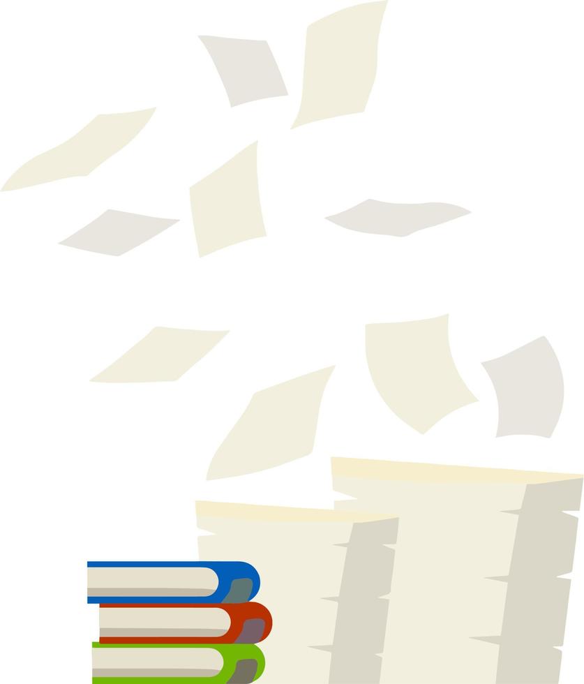 Flying white paper file documents. The element of working with letters on a white background. Cartoon flat illustration. Left office trash vector