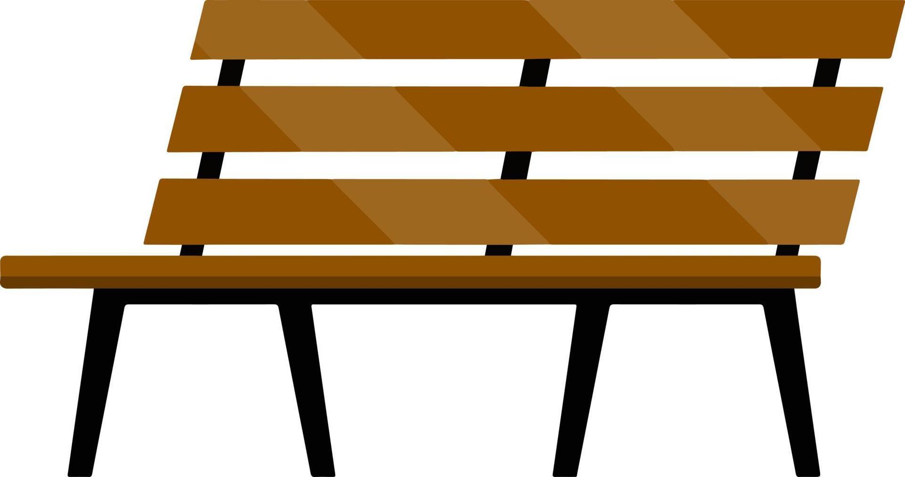 Wooden bench. A place to relax in the Park and on the street. Urban element for sitting. Long chair. Cartoon flat illustration vector