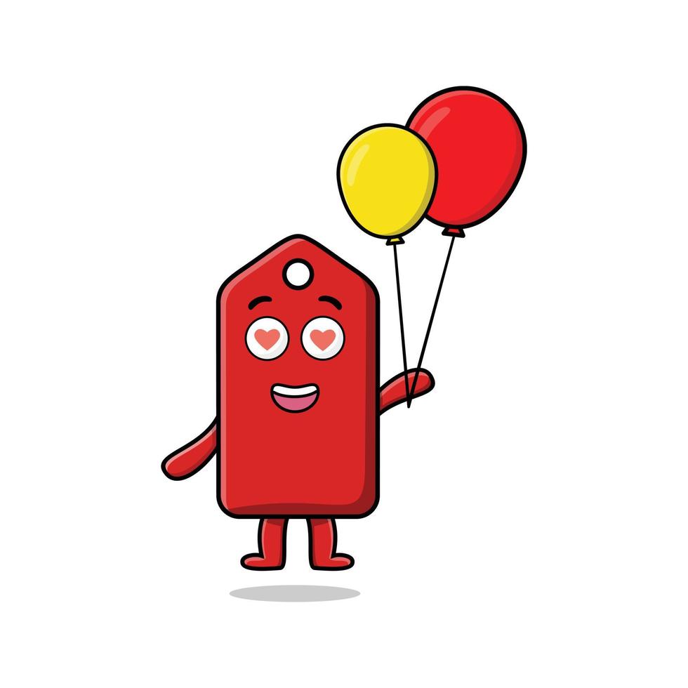 Cute cartoon price tag floating with balloon vector