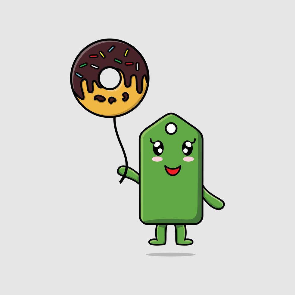 Cute cartoon price tag float with donuts balloon vector