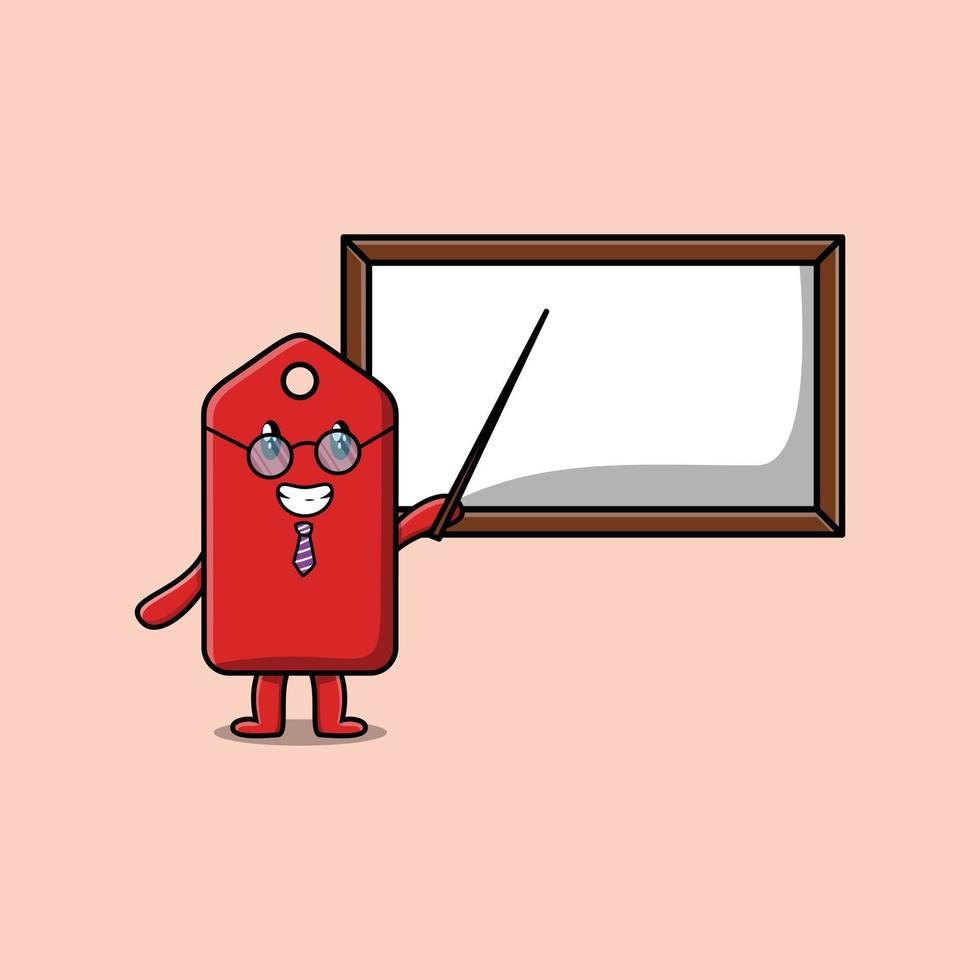 Cute cartoon price tag teaching with whiteboard vector