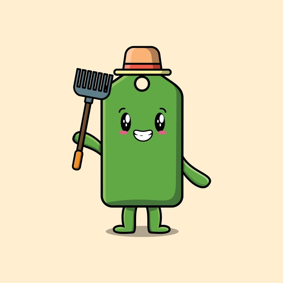 Cute cartoon Agricultural worker price tag vector
