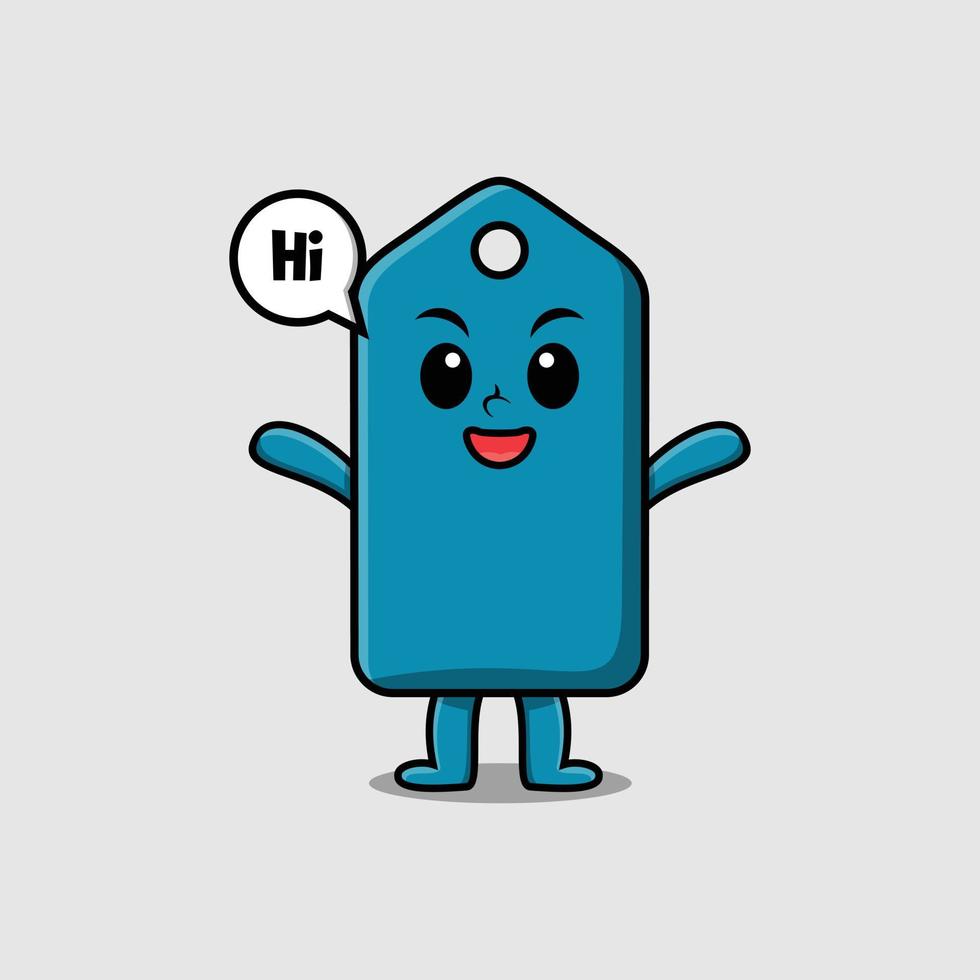 Cute cartoon price tag with happy expression vector