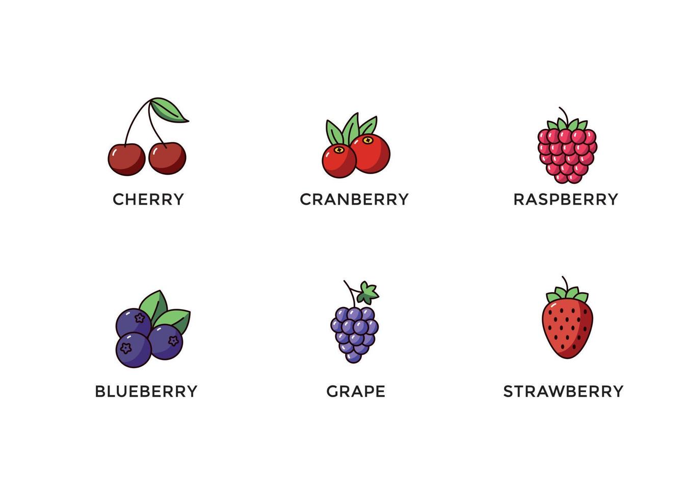 berries icon set collection vector