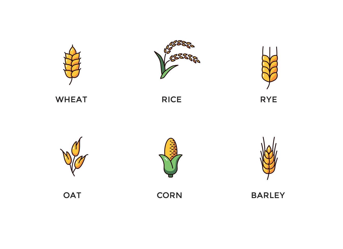 cereals icon set collection vector