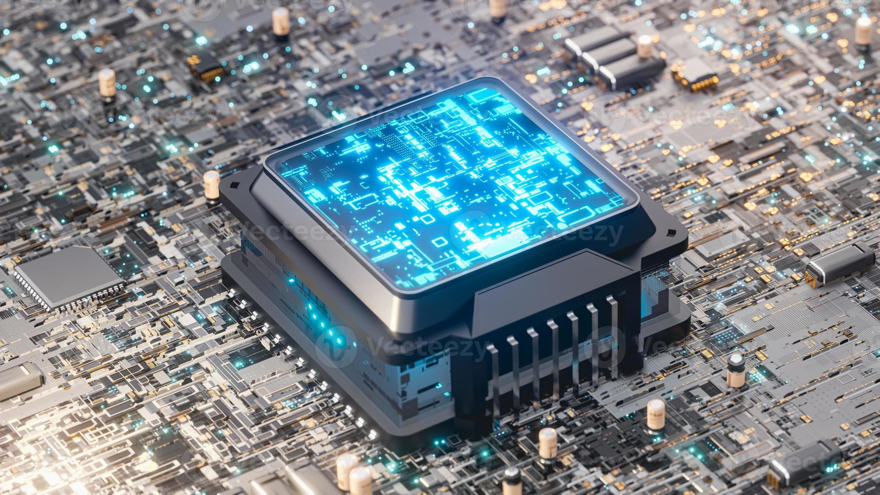 Microprocessor or cpu. technology and cpu processing concept. photo