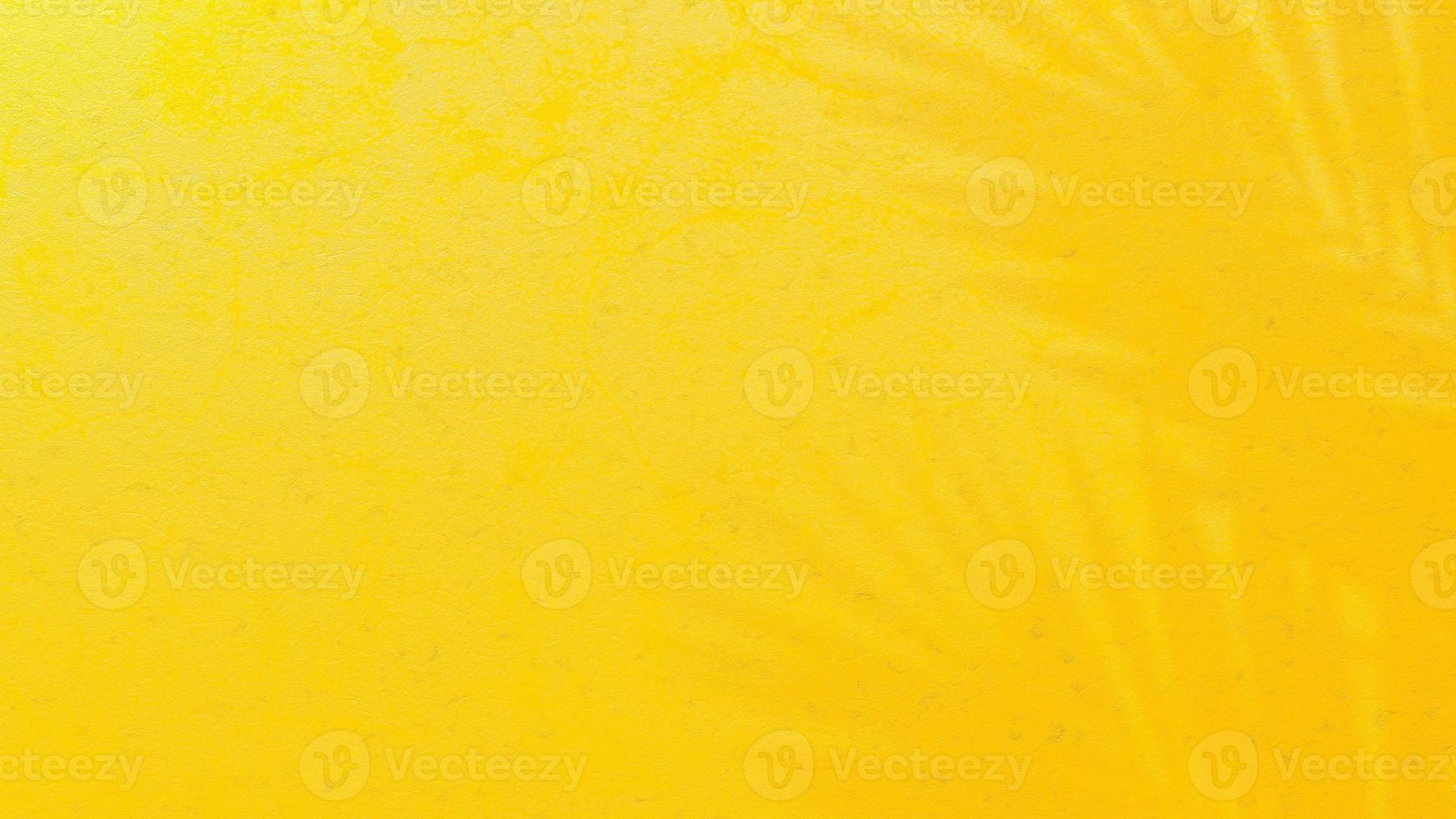 Yellow cement wall. Shadow from tree on cement floor. Minimal Background concept. photo