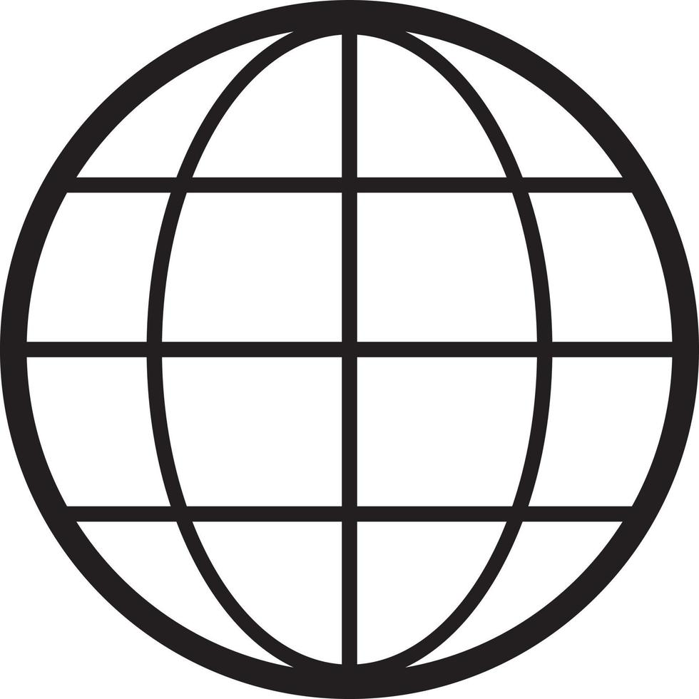 icono de ilustración de la tierra del mundo de línea. icono de símbolo de globo. signo de logotipo de planeta, diseño de icono de signo de world wide web vector