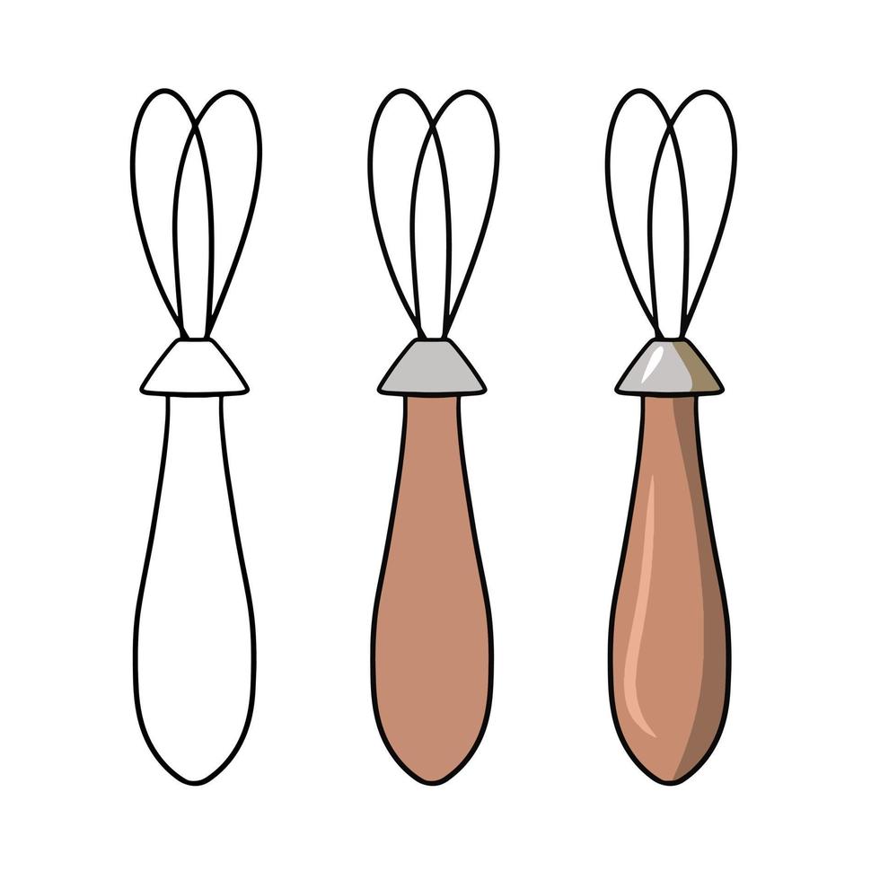 Kitchen whisk for whipping, set of pictures, vector illustration in cartoon style on a white background