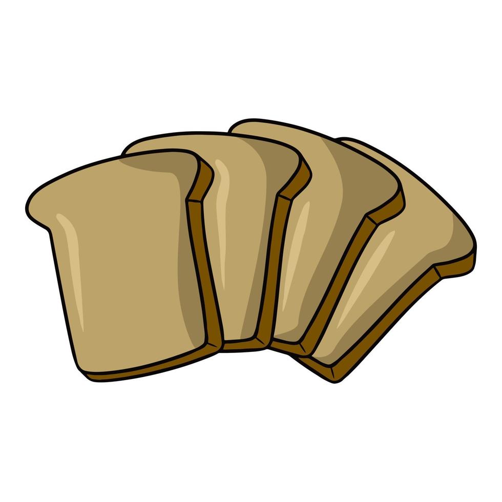 Fresh sliced bread toast for sandwiches, vector illustration in cartoon style on a white background