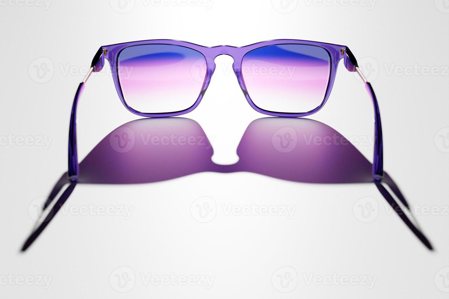 3d illustration of purple  hipster sunglasses on isolated background photo