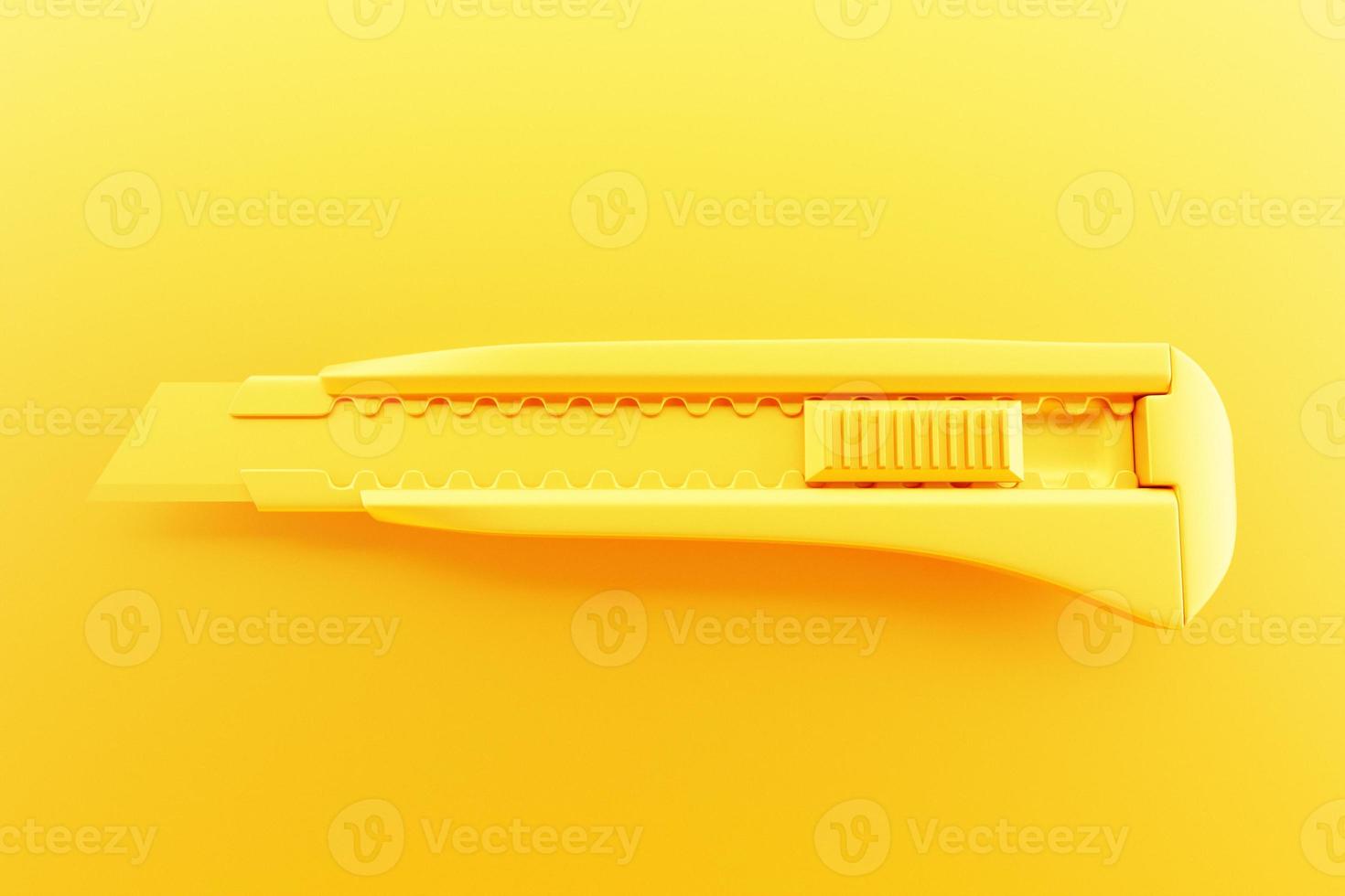 3D illustration of a  yellow  cutter hand tool isolated on a monocrome background. 3D render and illustration of repair and installation tool photo