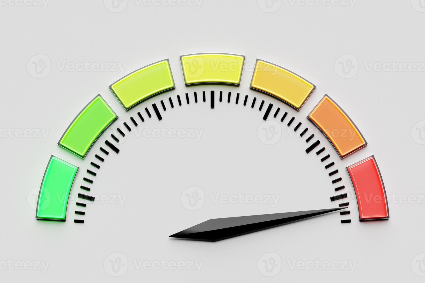 3d illustration  round control panel icon. High  risk concept on speedometer. Credit rating scale photo