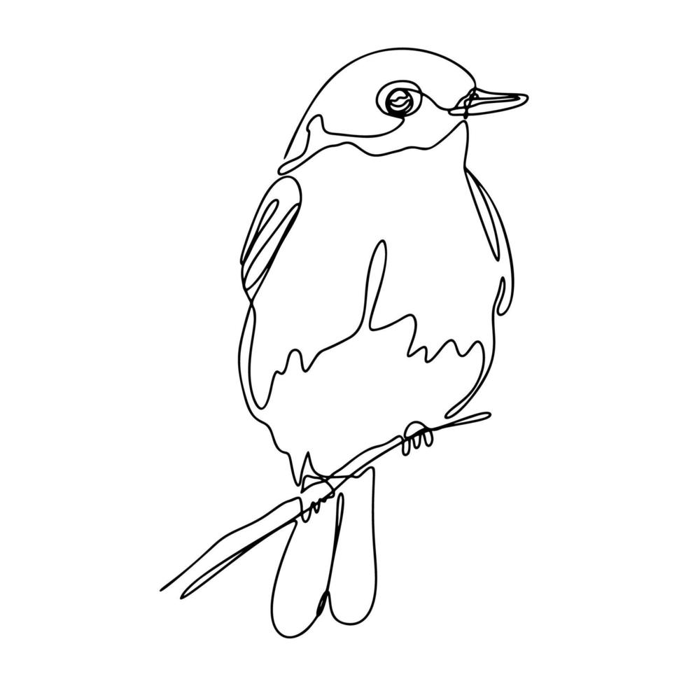 One Line Drawing, Single Continuous Line Sketch Bird vector