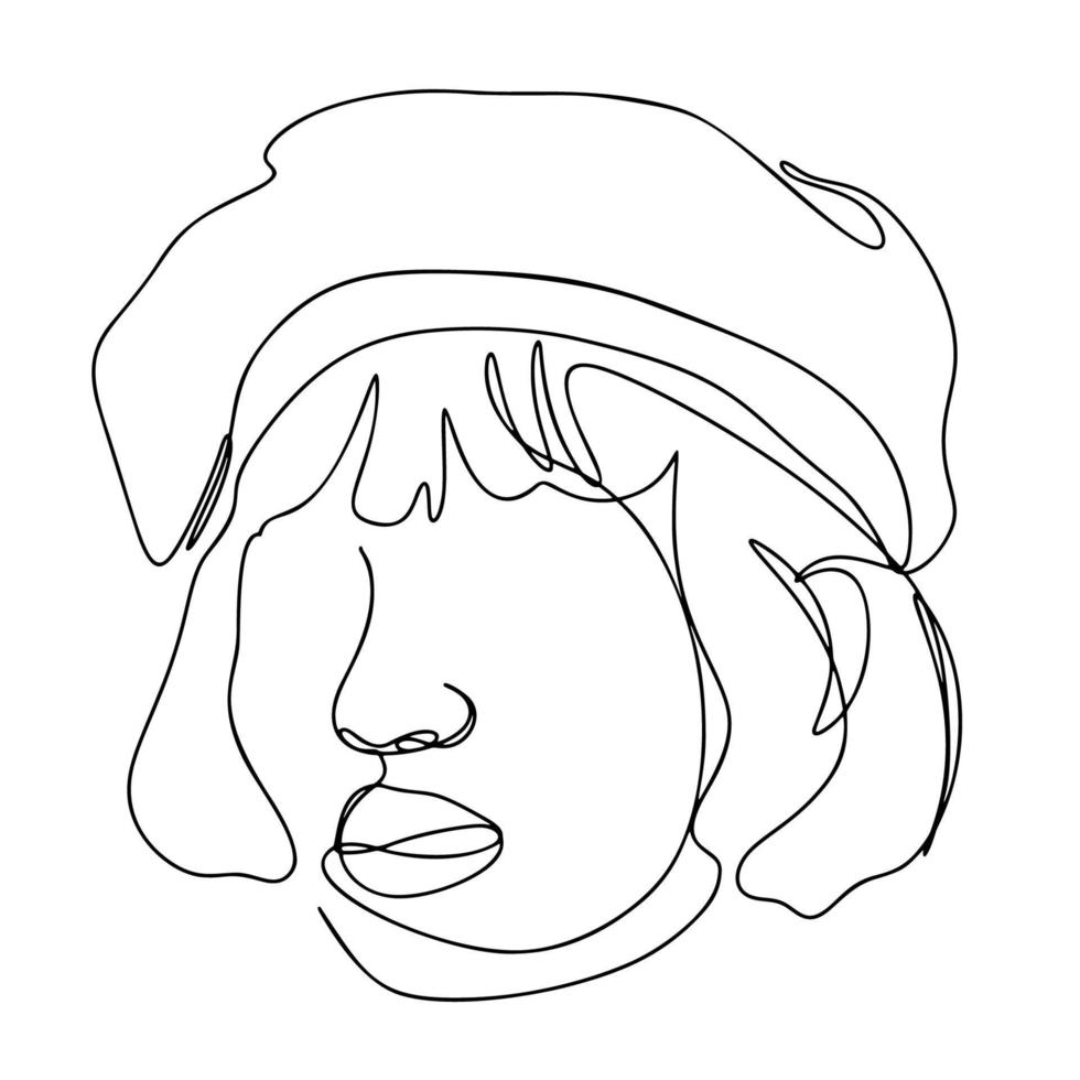 One Line Drawing, Single Continuous Line Sketch Woman Female Face vector