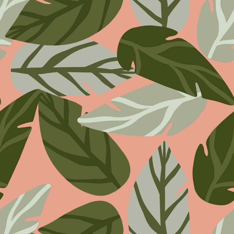 Hand Drawn Abstract Topical Leaves Seamless Pattern Background vector