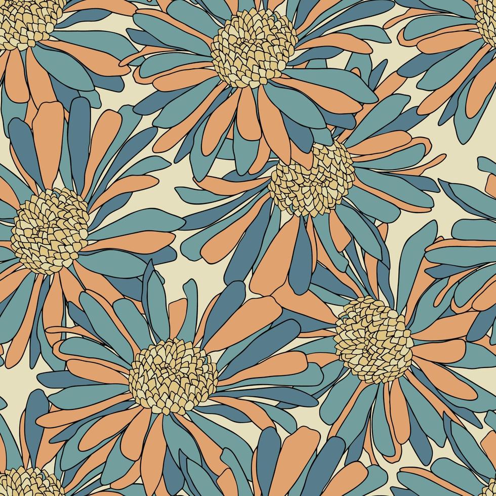 Vintage Flowers, Floral Seamless Pattern Background vector