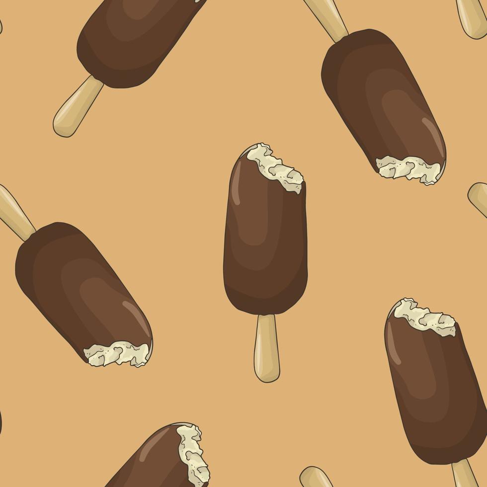 Icer Cream Chocolate Popsicle Seamless Pattern Background vector